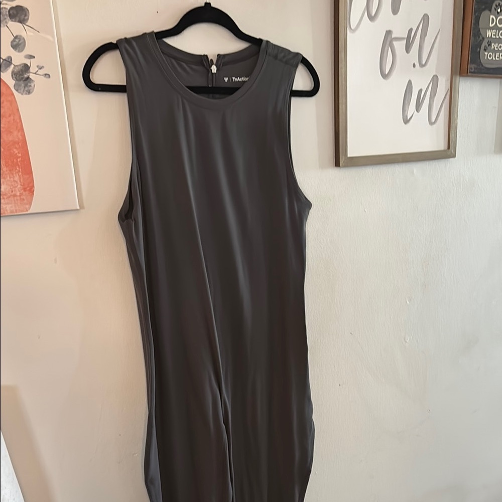 TNA Gray V-Neck Jumpsuit with Relaxed Fit